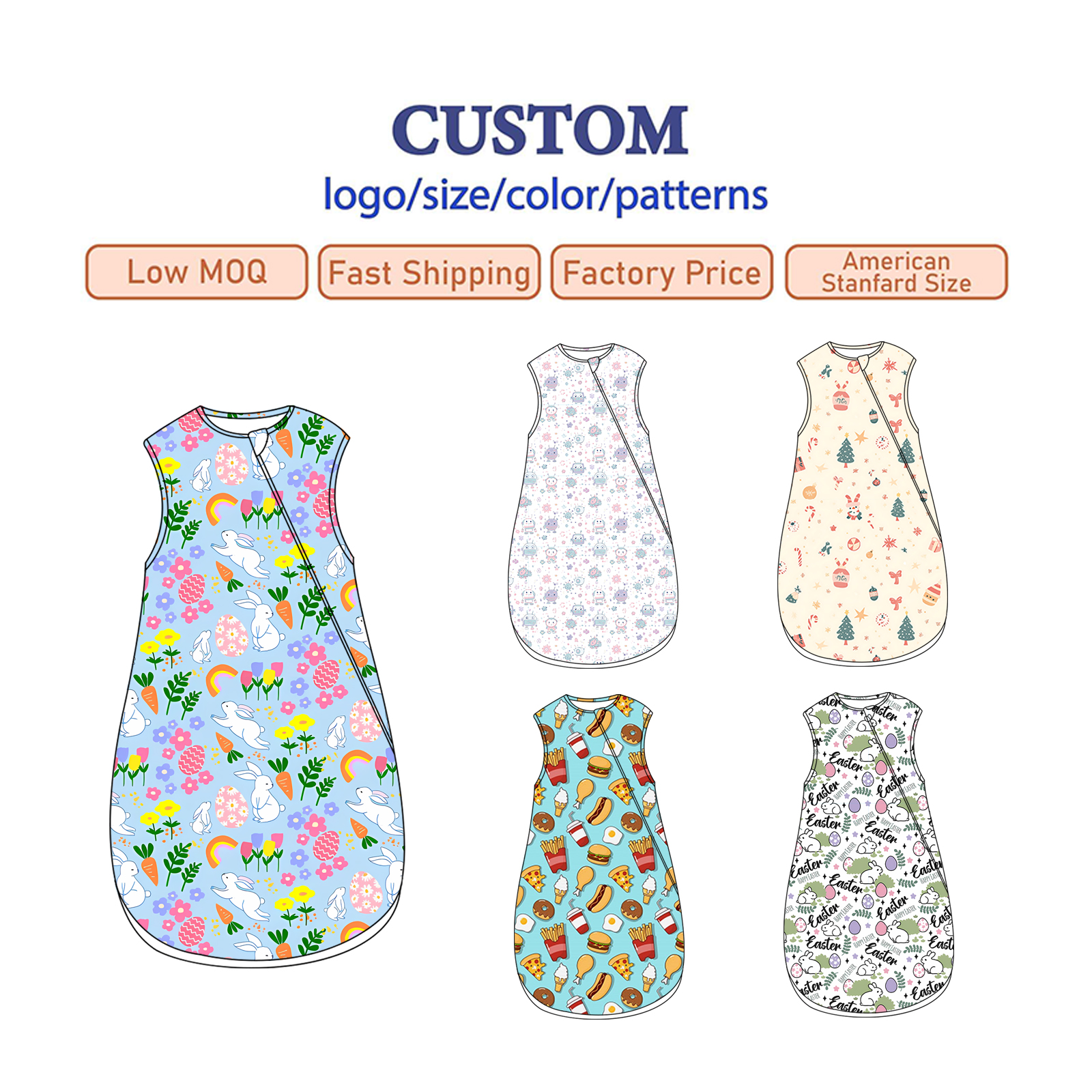 Contract Baby Sleep Sack Organic Cotton Manufacturing Ready to Ship Stocks GRS Recycled Poly Safety