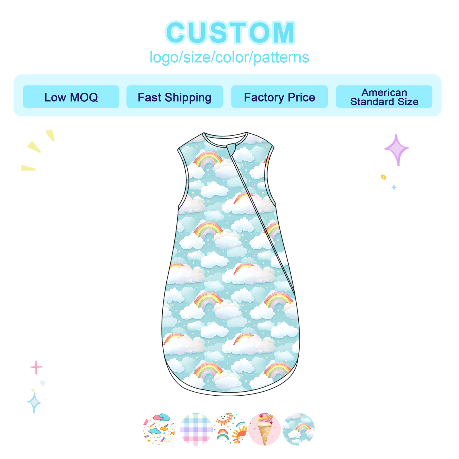 Baby Sleep Sack Summer Tiered Pricing Contracts for Brands GRS Recycled Poly Certified