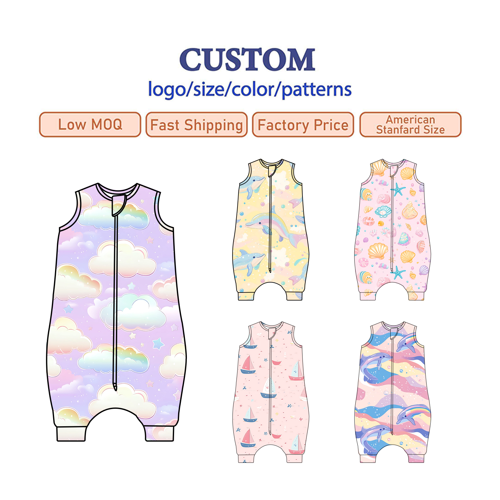 Eco Luxury Wholesale Custom Oem Odm Unisex Newborn Infant Toddler Boys Girls Clothes Nightgown Sleep
